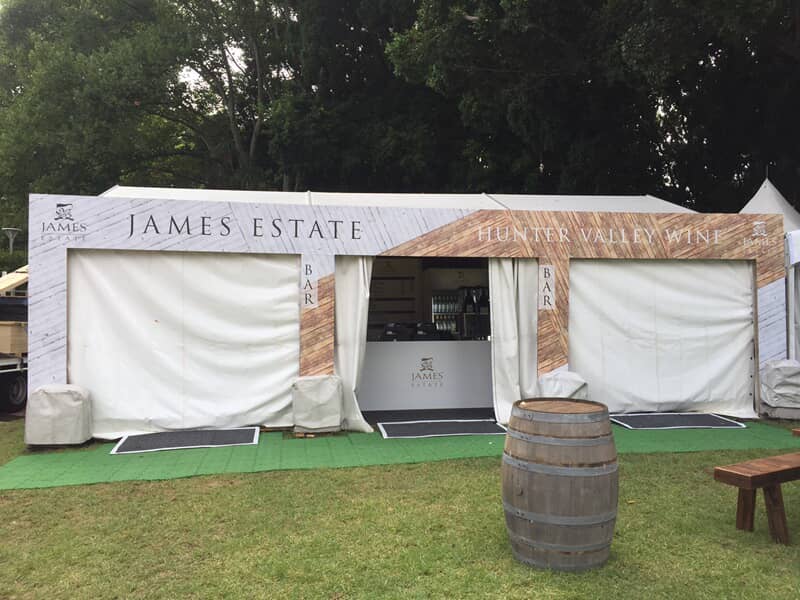 An image of James Estate tent signage.